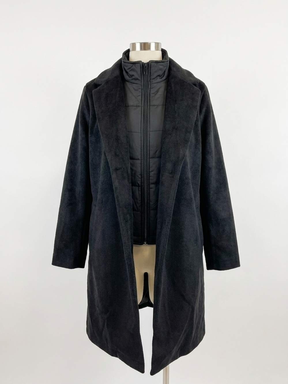 NEW HEM & THREAD velvet touch longline coat in black